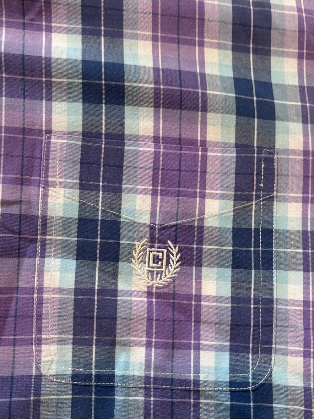 Chaps Purple and Blue Plaid Button-Down Shirt - Picture 2 of 4